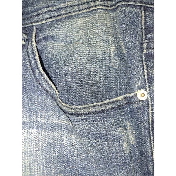 Legendary Rawalty Distressed Blue Denim Jeans With Red Applique Patch Size 36x32 - Picture 6 of 14